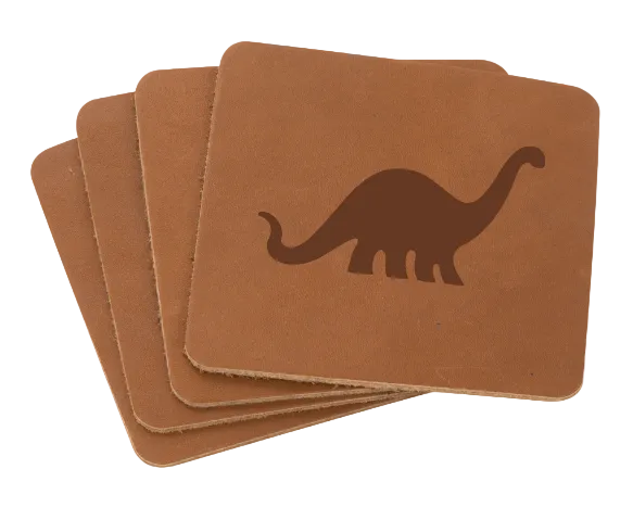 Leather Embossed Coasters - Pack of 4